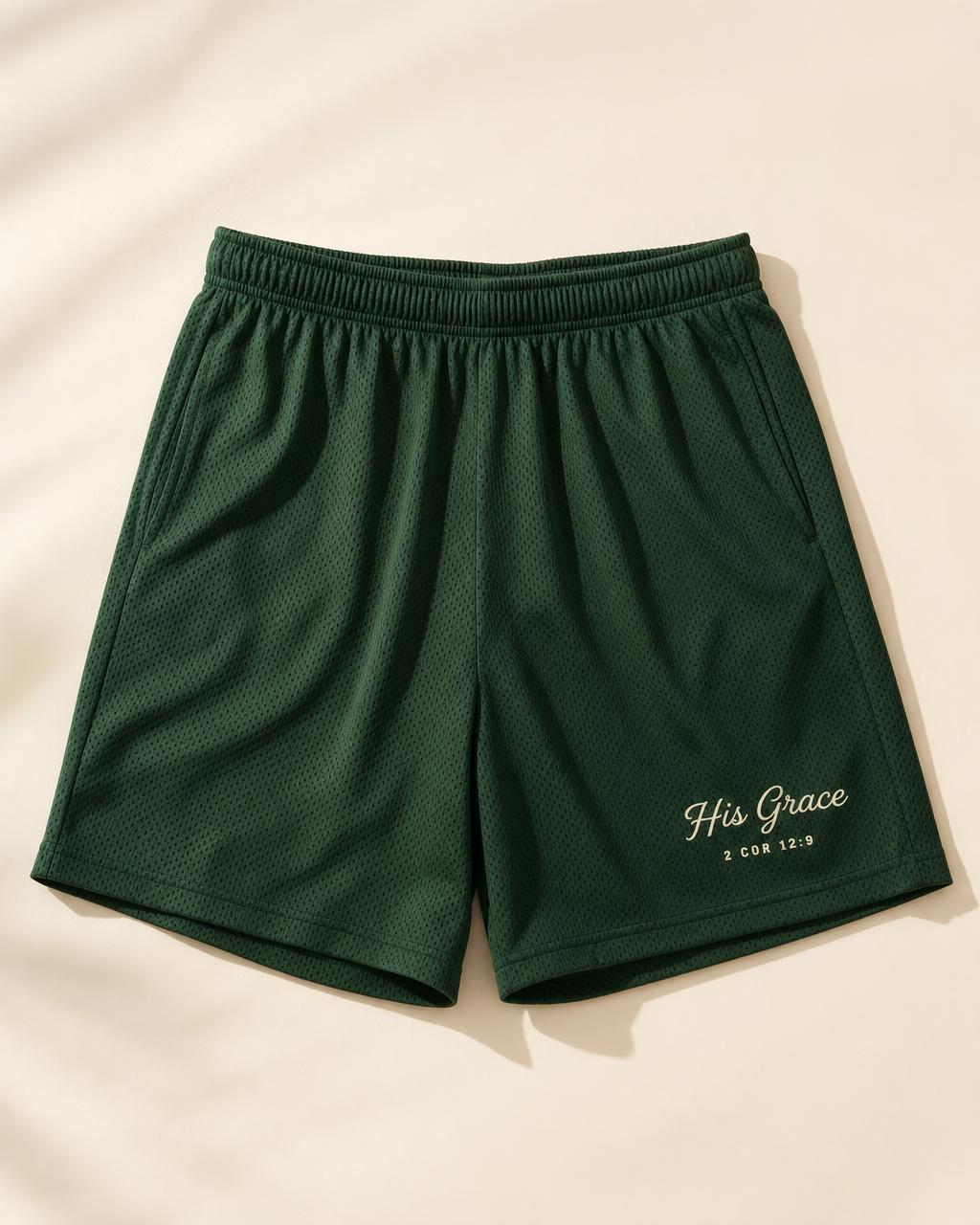 His Grace Mesh Shorts — 2 Corinthians 12:9